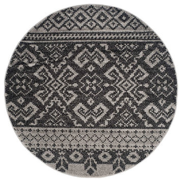 Safavieh Adirondack Adr107A Moroccan Rug, Silver/Black, 4'0"x4'0" Round