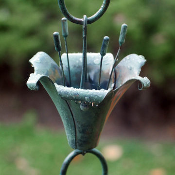 Flowers Rain Chain - Blue Verde Copper by Good Directions