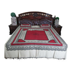 Mogul Interior - Indie Tapestry Cotton Handloom Bed Covers Pillowcases Queen size - Sheet And Pillowcase Sets