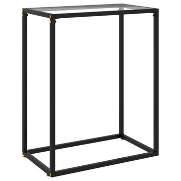 Vidaxl Console Table Transparent 23.6"x13.8"x29.5" Tempered Glass