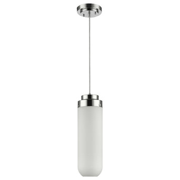 Solar 1-Light Polished Nickel Indoor Pendant With 18" h Frosted Glass Shade IN31