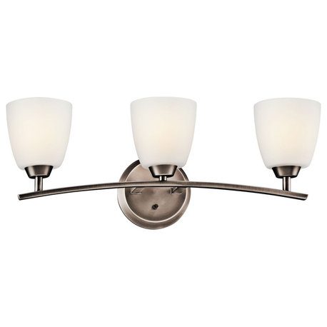 3 light Bath Bar - Transitional inspirations - 9.5 inches tall by 25 inches