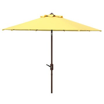 Safavieh Ortega 9' Auto Tilt Crank Umbrella, Yellow