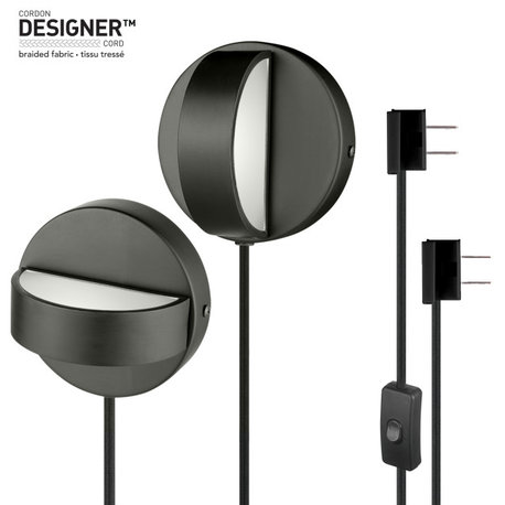 Magnus LED Integrated Plug-In or Hardwire Wall Sconce 2-Pack, Matte Black