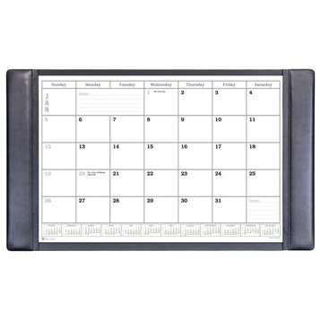 Black Leather Desk Pad With Calendar, 34x20