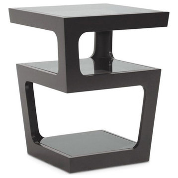 Baxton Studio Clara Modern End Table with 3-Tiered Glass Shelves in Black