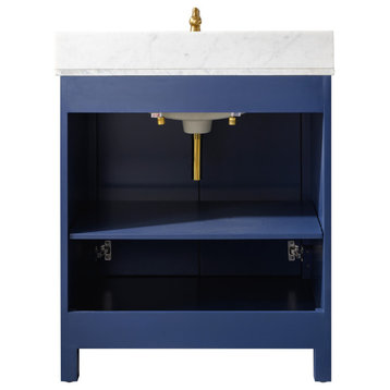 30" Blue Finish Sink Vanity Cabinet, Blue