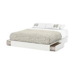 Opal Black High Gloss Finish Queen Size Platform Bed With ...
