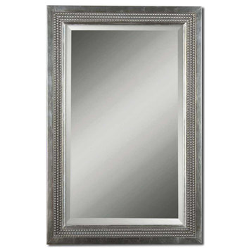 Uttermost Triple Beaded Mirror | Silver Leaf Finished Vanity Mirror