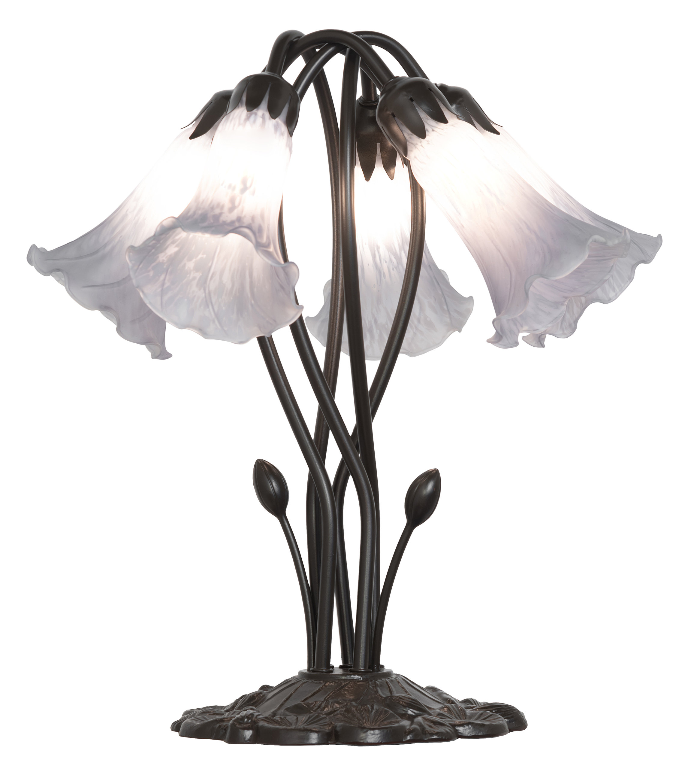 16" High Gray Tiffany Pond Lily 5 Light Table Lamp - Traditional ...