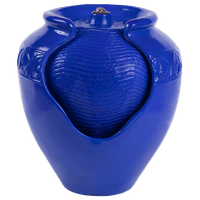 Pure Garden Resin Electric Glazed Jar Water Fountain, Blue