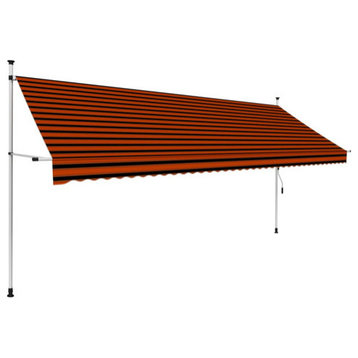 vidaXL Retractable Awning Patio Awning with Hand Crank 157.5" Orange and Brown