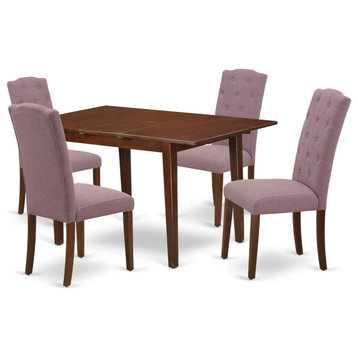 Classic Dining Set, Rectangle Top With Butterfly Leaf & Padded Chairs, 5 Pieces