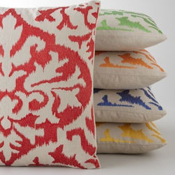 Ikat Detail Embroidered Pillow - Decorative Pillows