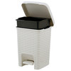 Deluxe Wicker Style Square Step Trash Can, 7.5 qt., Bone Color. By Superio.