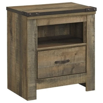 Bowery Hill 1 Drawer Wood Nightstand in Brown