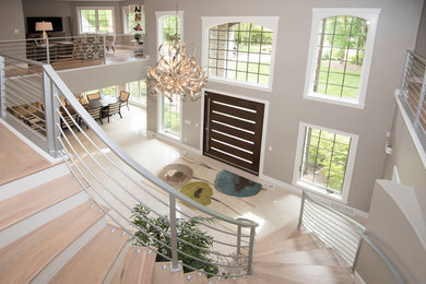 Inspiration for a contemporary staircase remodel in Milwaukee