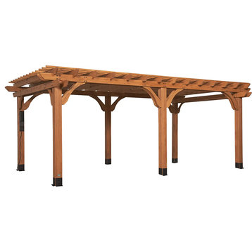 Outdoor Pergola, Cedar Wood Frame With Electrical & USB Outlets, 20ft X 12ft