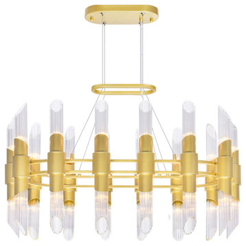 Croissant 28 Light Chandelier with Satin Gold finish