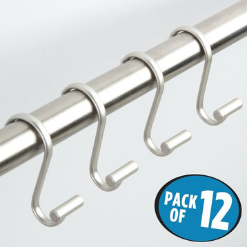 iDesign T-Bar Shower Curtain Hooks, Set of 12, Satin