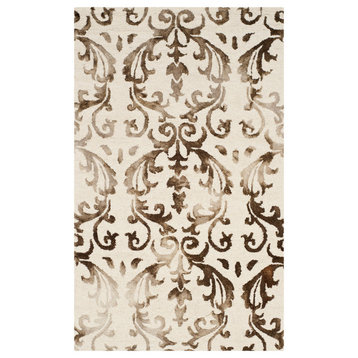 Safavieh Dip Dye Collection DDY689 Rug, Ivory/Chocolate, 3'x5'