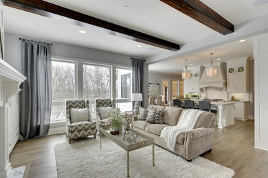 Example of a transitional family room design in Minneapolis