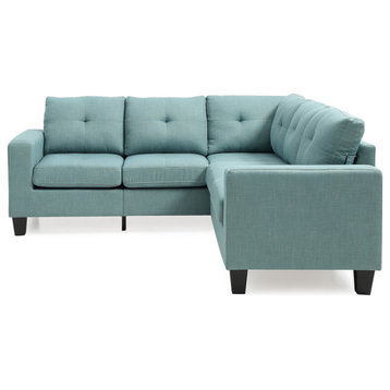 Passion Furniture Newbury 2-Piece Sectional Sofa With Teal Finish PF-G500B-SC