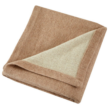 100% Superfine Australian Merino Reversible Wool Blanket , Ivory Oatmeal, King