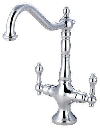 Polished Chrome Heritage Double Handle Kitchen Faucet Without Sprayer ...