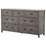 Four Hands Furniture - Caminito 7-Drawer Dresser, Black Olive - Modern shapes, rustic materials. Reclaimed character woods are weathered to a lovely gray and finished with a soft hand. Accented by rough-cast brass hardware with a gunmetal finish.