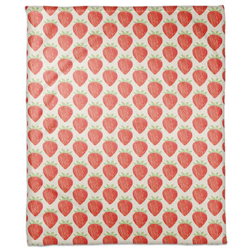 Watercolor Strawberry  50x60 Coral Fleece Blanket