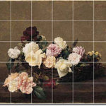 Picture-Tiles.com - Henri Fantin-Latour Flowers Painting Ceramic Tile Mural #78, 72"x60" - Mural Title: A Basket Of Roses