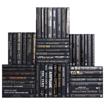 Modern Onyx & Blended Accents Book Wall, Set of 50