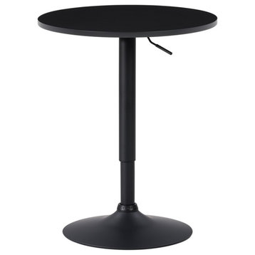 Atlin Designs Round Adjustable Swivel Metal Base Pedestal Dining Table in Black
