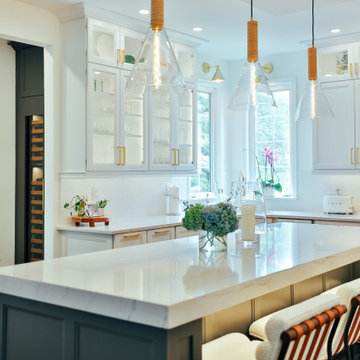 Farmhouse Kitchen with Statement-Making Marble Island