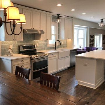 Kennett Square PA, Emerstone Carrara Lisco Quartz, on WayPoint Linen Cabinets.