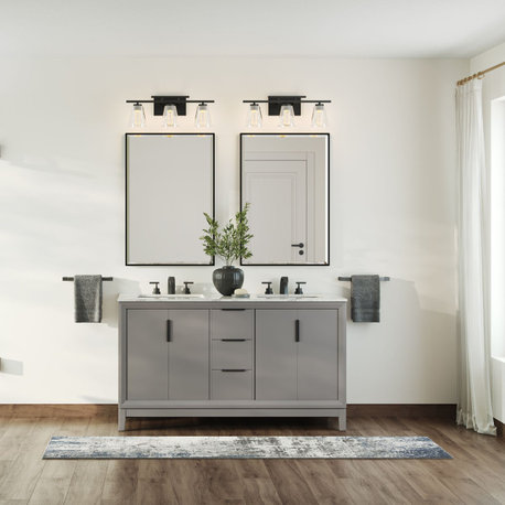 The Ezra Bathroom Vanity, Cashmere Gray, 60", Double Sink, Freestanding