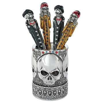 Gothic Skull Vessel And Pen Set