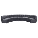 Meridian Furniture - Limitless Velvet Upholstered 6-Piece Modular Sectional, Gray - Invest in your home's comfort with this Limitless 6 Piece Sectional. This modular unit offers tons of flexibility in the number of ways that you can put each piece in the Limitless collection together to get the ideal customized look. Upholstered in grey velvet, this beautiful piece is soft and cool to the touch, so you can feel comfortable from every angle. Button and channel tufting add to this unit's upscale look and contemporary charm.