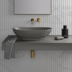 Oasis Pebble Grey Countertop Stone Basin 600mm - Bathroom Sinks