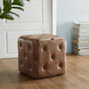 Square Tufted Ottoman, Brown