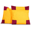 4 Pc Set Indian Sari Curtains & Cushion Covers - Boho Tab Top  - Yellow 84"