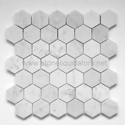 Bianco White Carrara Marble Hexagon Mosaic Polished - Home Accessories & Decor