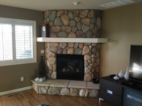 River Rock Fireplace Be Gone