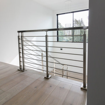 75_Modern Stairway: White Oak & Stainless Steel Balustrade, McLean VA 22101