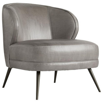 Kitts Chair, Mineral Grey Leather, Bronze, Aluminum, 34"H (8148 3JTUV)