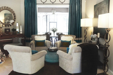 Luxe Contemporary Living Room in Teal