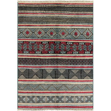 Navajo-Design Moroccan Wool Area Rug 6x9, P5348