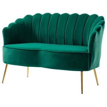 Upholstered 52" Loveseat With Tufted Back, Green