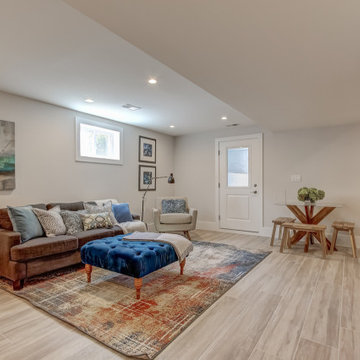 Basement remodel with bedroom space, closet space, living area, Kansas
